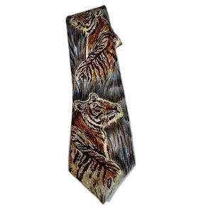 Dimoda Hand Made Big Cat Tiger Career Business Professional Tie 59"L 3.75"W VTG